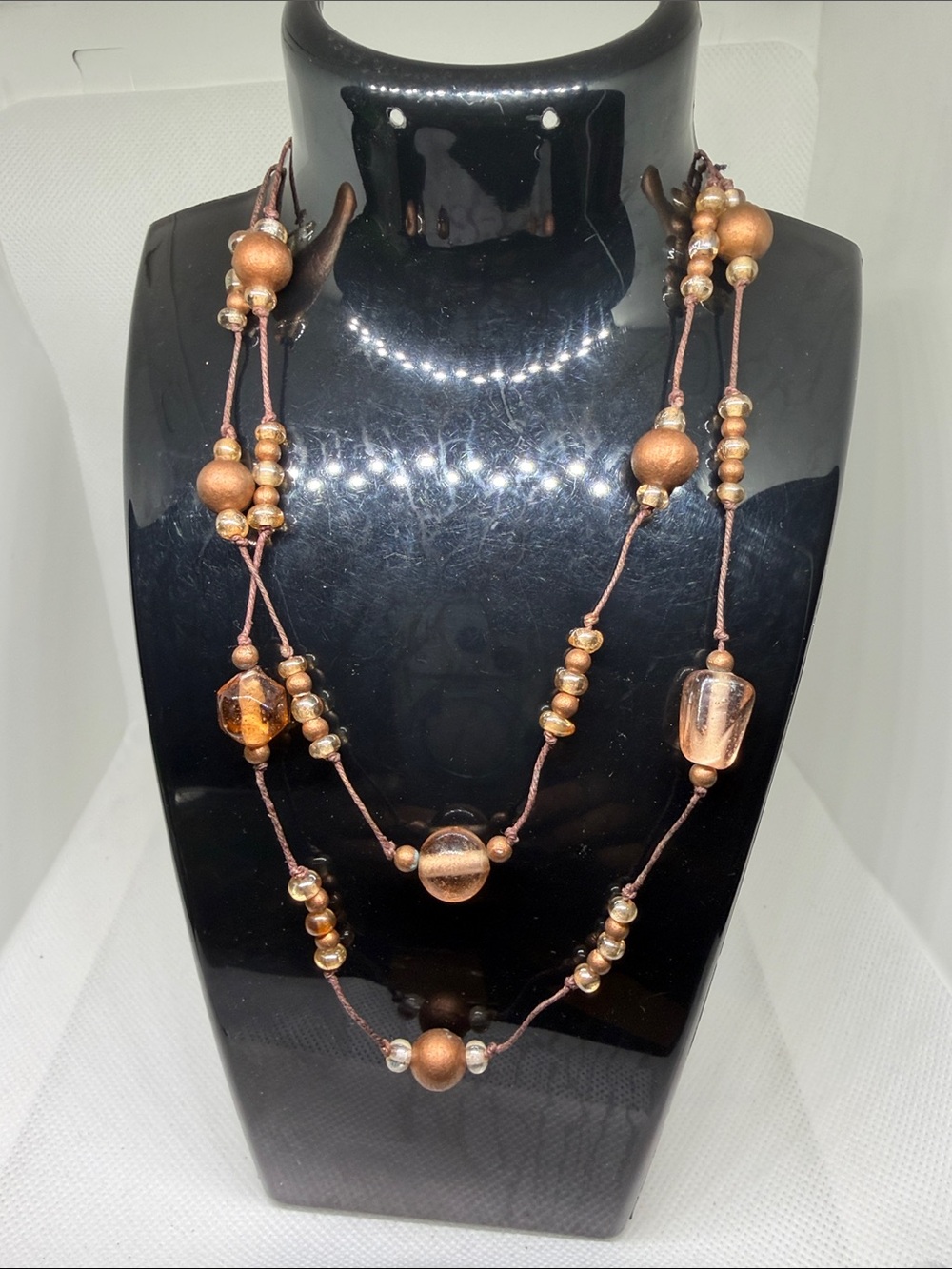 Handcrafted Brown Multi-Bead Layered Necklace